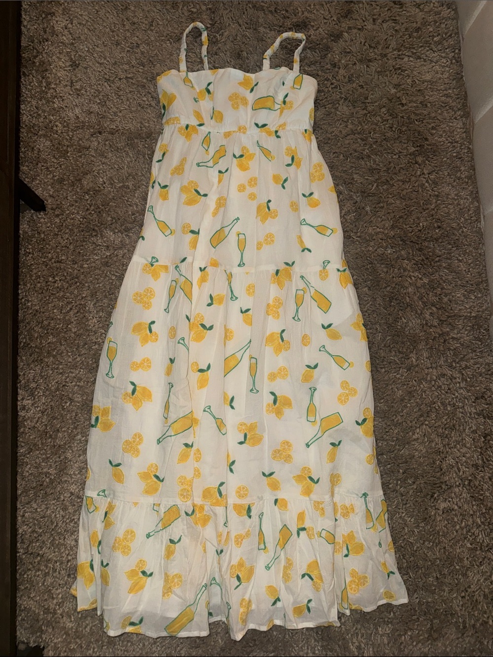Show Me Your MuMu White Maxi Dress with Yellow & Green Lemon Print